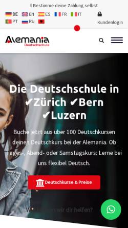 Vorschau der mobilen Webseite www.alemania.ch, Alemania Sprachschule