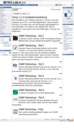 Vorschau der mobilen Webseite www.pro-linux.de, GIMP Workshop