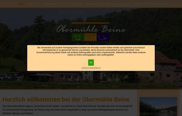 Vorschau von www.obermuehle-beine.de, Obermühle Pension Beine