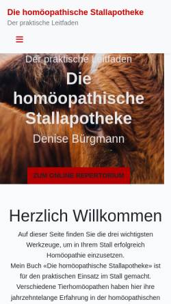 Vorschau der mobilen Webseite homoeopathische-stallapotheke.ch, Homöopathische Stallapotheke für Nutztiere