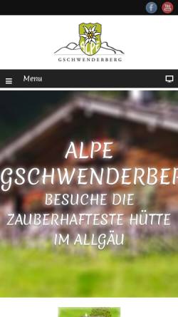 Vorschau der mobilen Webseite www.alpegschwenderberg.de, Alpe Gschwenderberg