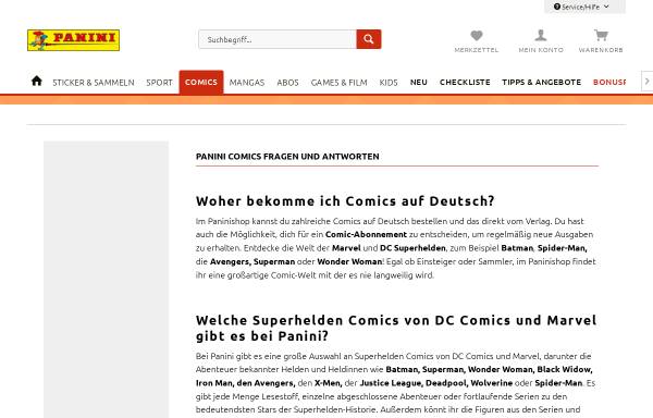 Vorschau von www.paninicomics.de, Panini Comics