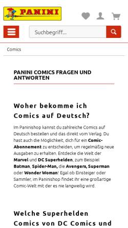 Vorschau der mobilen Webseite www.paninicomics.de, Panini Comics