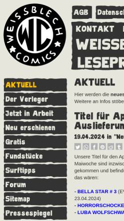 Vorschau der mobilen Webseite weissblechcomics.com, Weissblech Comics