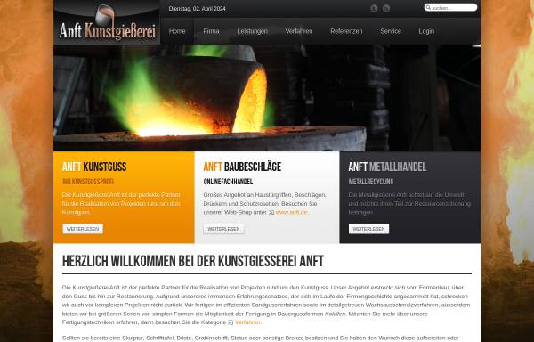 Vorschau von www.anft-kunstguss.de, Kunstgießerei Anft e. K. - Inh. Josef Volmer