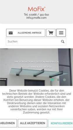 Vorschau der mobilen Webseite vordach-fabrikverkauf.de, Mofix Montage- und Handels-GmbH