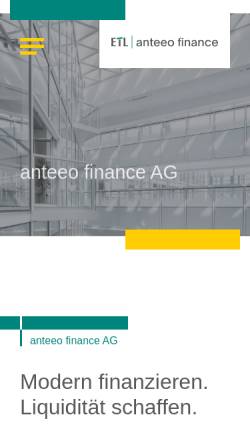 Vorschau der mobilen Webseite www.anteeo-finance.de, anteeo finance AG