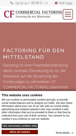 Vorschau der mobilen Webseite www.commercial-factoring.de, CF Commercial Factoring GmbH