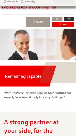 Vorschau der mobilen Webseite www.deutsche-factoring.de, Deutsche Factoring Bank Deutsche Factoring GmbH & Co.