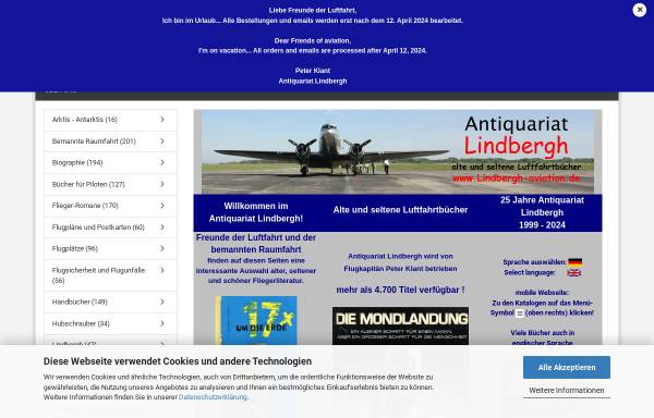 Vorschau von www.lindbergh-aviation.de, Antiquariat Lindbergh