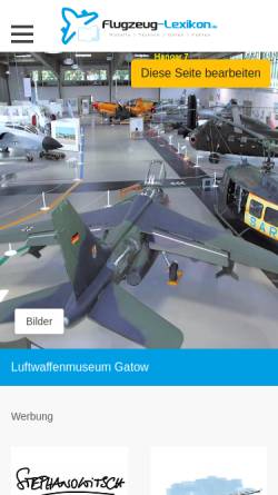 Vorschau der mobilen Webseite www.flugzeugtechnik.info, Luftwaffenmuseums der Bundeswehr in Gatow
