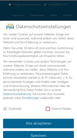 Vorschau der mobilen Webseite zurpost-momart.de, Gasthaus zur Post