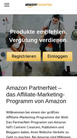 Vorschau der mobilen Webseite partnernet.amazon.de, Amazon.de