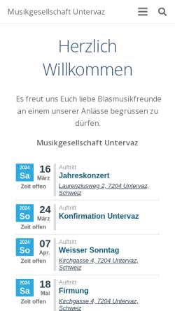 Vorschau der mobilen Webseite www.mguntervaz.ch, Musikgesellschaft Untervaz