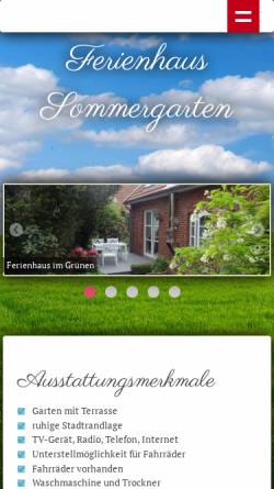 Vorschau der mobilen Webseite www.fewo-sommergarten.de, Ferienwohnung Sommergarten
