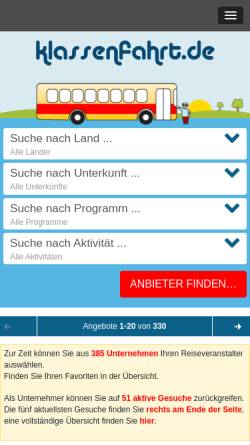 Vorschau der mobilen Webseite www.klassenfahrt.de, Klassenfahrt.de, bitbox GmbH & Co. KG