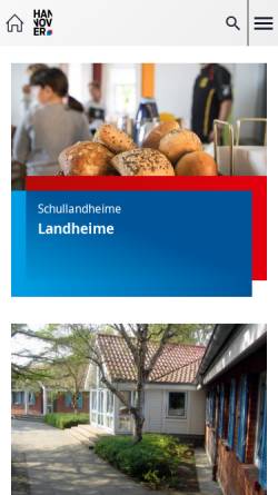 Vorschau der mobilen Webseite www.landheime.de, Schullandheime der Region Hannover