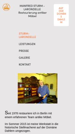 Vorschau der mobilen Webseite www.sturm-larondelle.de, Sturm-Larondelle, Manfred