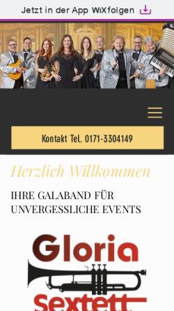Vorschau der mobilen Webseite gloria-reuter-sextett.de, Gloria Reuter Sextett