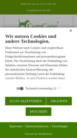 Vorschau der mobilen Webseite www.cumcane-hundeschule.de, Cum Cane