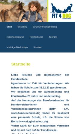 Vorschau der mobilen Webseite fit4dog.de, Fit4Dog Frankfurt