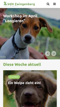 Vorschau der mobilen Webseite www.vdhzwingenberg.de, Verein der Hundefreunde Zwingenberg, Alsbach und Umgebung
