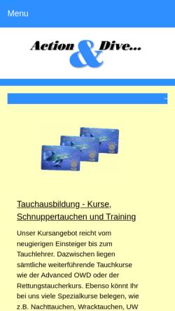 Vorschau der mobilen Webseite www.action-and-dive.de, Action & Dive