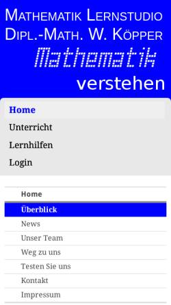 Vorschau der mobilen Webseite www.lernzentrum.de, Mathematik Lernstudio, Inh. Wilhelm Köpper