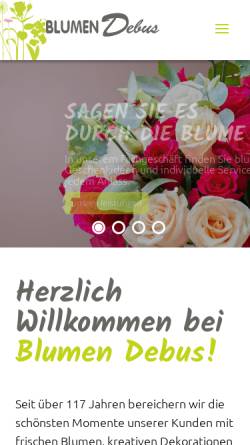 Vorschau der mobilen Webseite www.blumen-debus.de, Blumen Debus
