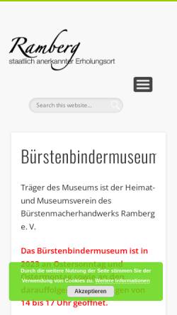 Vorschau der mobilen Webseite www.ramberg.de, Bürstenbinder Museum Ramberg