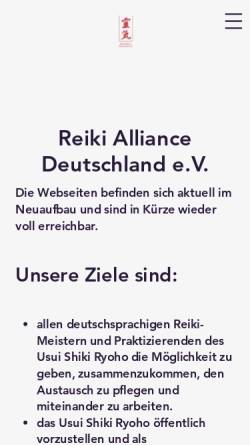 Vorschau der mobilen Webseite www.reiki-alliance-deutschland.de, Reiki Alliance Deutschland e.V.