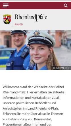 Vorschau der mobilen Webseite www.polizei.rlp.de, Polizei Rheinland Pfalz