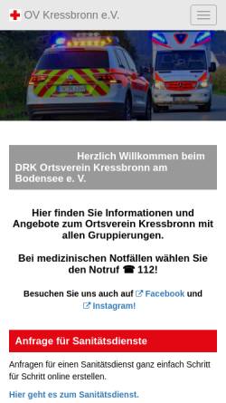 Vorschau der mobilen Webseite www.drk-kressbronn.de, DRK Ortsverein Kressbronn e.V.