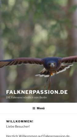 Vorschau der mobilen Webseite falknerpassion.de, Adler- und Falkenhof Loerke