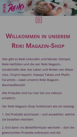 Vorschau der mobilen Webseite www.reiki-magazin.de, Reiki Magazin-Shop