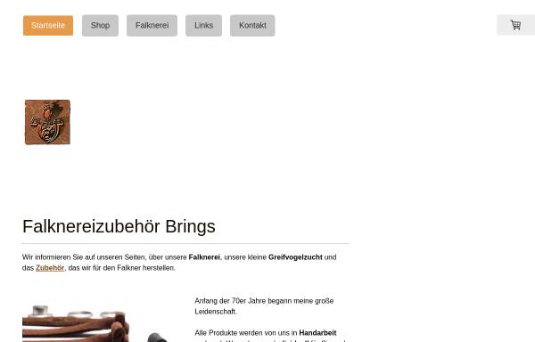 Vorschau von www.falknereizubehoer-brings.de, Falknereizubehör Brings
