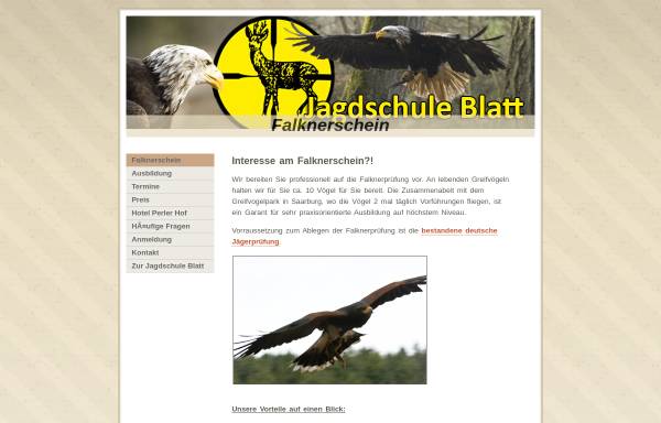 Vorschau von www.falknerschein.jagdschule-blatt.de, Jagdschule Blatt, Robert Blatt