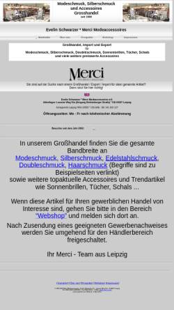 Vorschau der mobilen Webseite www.merci-mo.de, Evelin Schwarzer - Merci Modeaccessoires