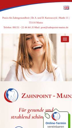 Vorschau der mobilen Webseite www.zahnpoint-mainz.de, Dr. A. und D. Kuroszczyk - Praxis für Zahngesundheit und Implantologie