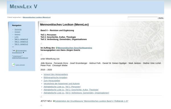 Vorschau von www.mennlex.de, Mennonitisches Lexikon (MennLex V)