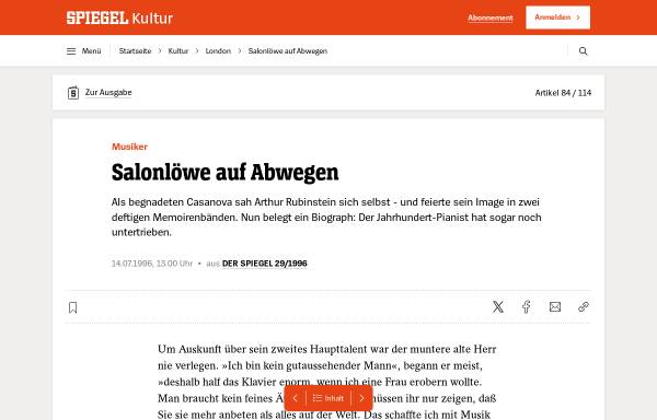 Vorschau von www.spiegel.de, Harvey Sachs: Arthur Rubinstein - A Life