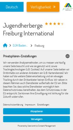 Vorschau der mobilen Webseite www.jugendherberge-freiburg.de, Jugendherberge Freiburg