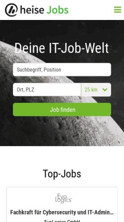 Vorschau der mobilen Webseite www.heise.de, Heise Jobs