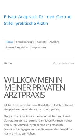 Vorschau der mobilen Webseite www.stifel-berlin.de, Dr. med. Gertrud Stifel
