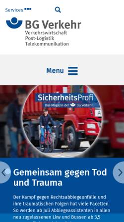 Vorschau der mobilen Webseite www.bg-verkehr.de, Arbeitsmedizinischer und sicherheitstechnischer Dienst (ASD) der BG Verkehr