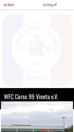 Vorschau der mobilen Webseite www.corso99.de, WFC Corso 99 / Vineta e.V.