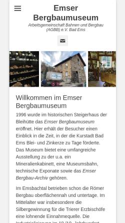 Vorschau der mobilen Webseite emser-bergbaumuseum.de, Emser Bergbaumuseum