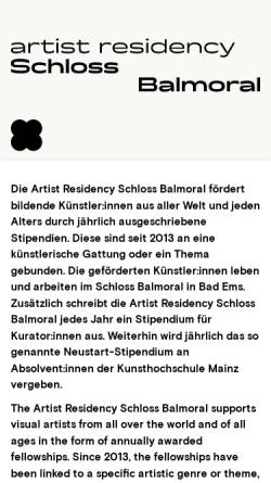 Vorschau der mobilen Webseite www.balmoral.de, Künstlerhaus Schloß Balmoral
