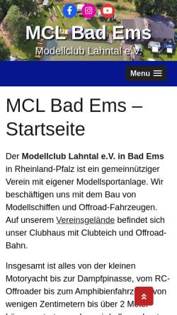 Vorschau der mobilen Webseite www.modellbau-bad-ems.de, Modellclub Lahntal e.V.