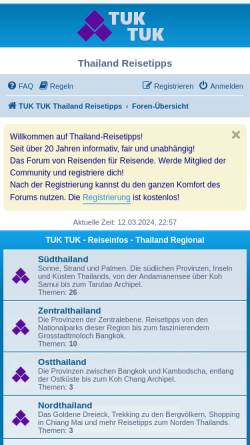 Vorschau der mobilen Webseite www.thailand-reisetipps.de, Tuk Tuk - Thailand Reisetipps